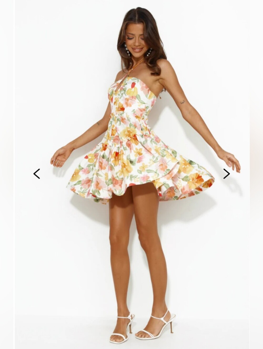 HELLO MOLLY Floral Halter Mini Dress | XS | Worn Once